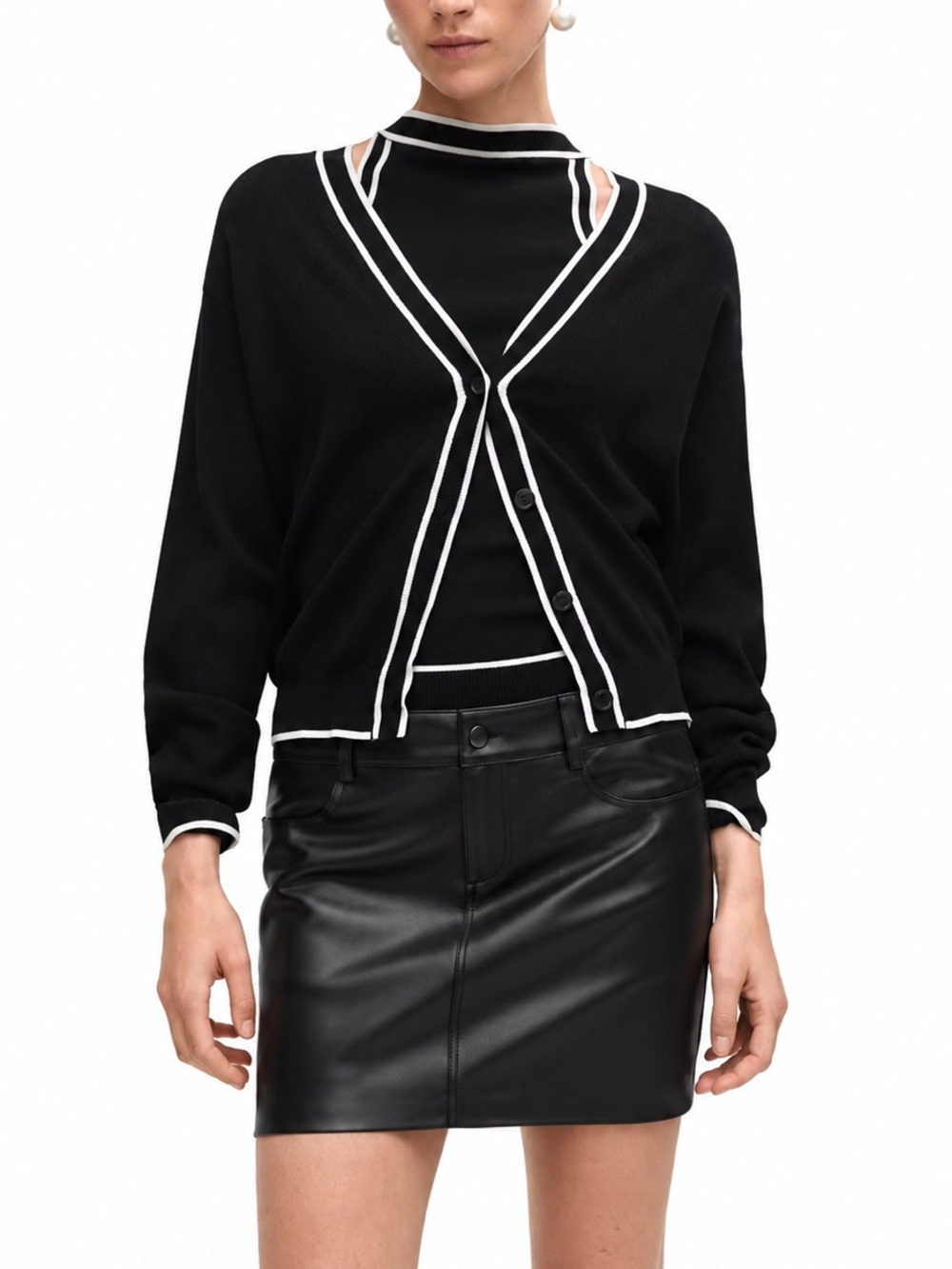 Mango Black Faux Leather Mini Skirt (Size S)